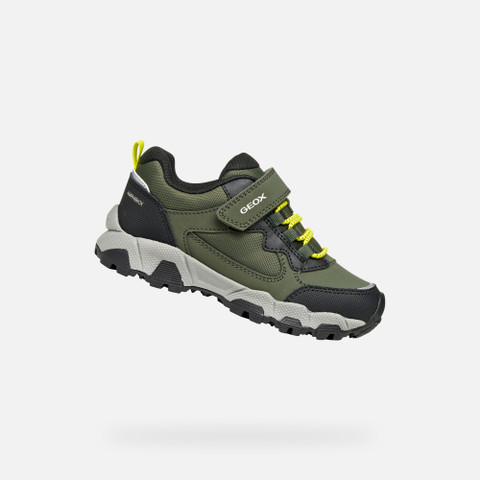 Waterproof trainers MAGNETAR ABX JUNIOR Military/Lime - image number 0 | GEOX