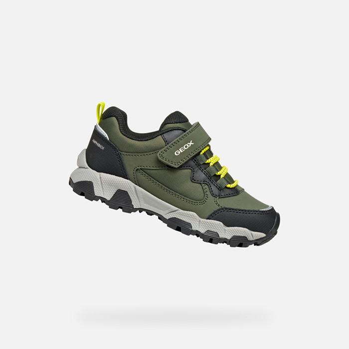 Waterproof trainers MAGNETAR ABX JUNIOR Military/Lime | GEOX