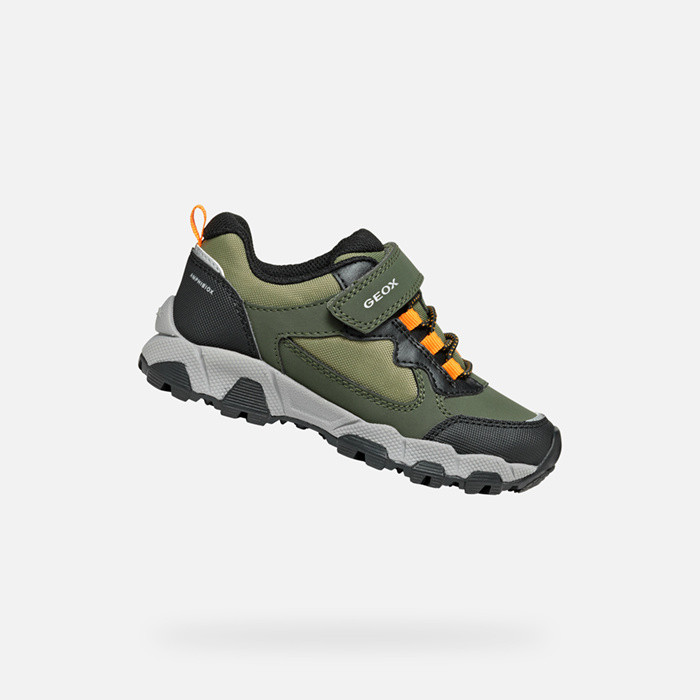 Sneakers impermeabili MAGNETAR ABX JUNIOR Verde scuro/Arancione chiaro | GEOX