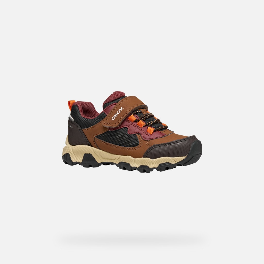Waterproof trainers MAGNETAR ABX JUNIOR Brown/Bordeaux - image number 2 | GEOX