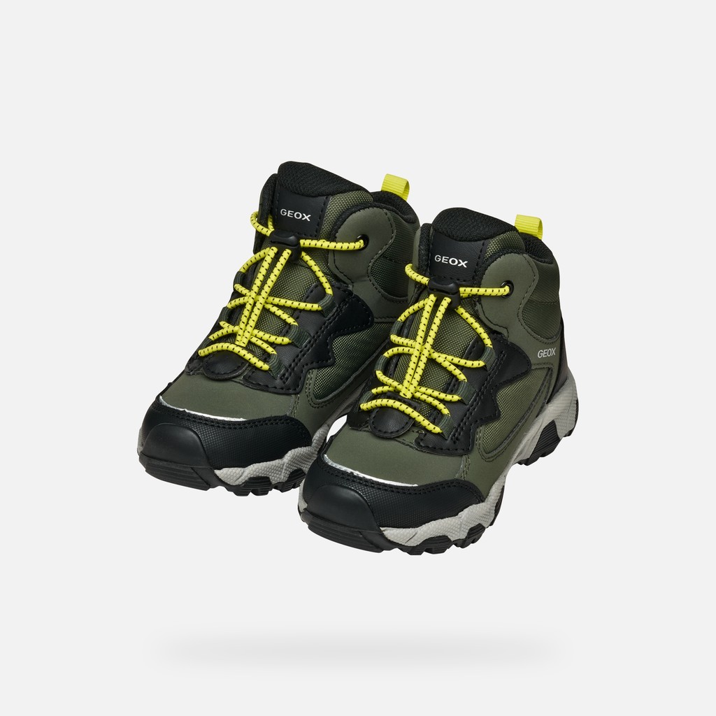Waterproof trainers MAGNETAR ABX JUNIOR Military/Lime - image number 7 | GEOX