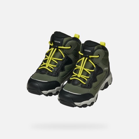 Waterproof trainers MAGNETAR ABX JUNIOR Military/Lime - image number 7 | GEOX