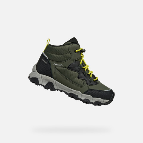 Waterproof trainers MAGNETAR ABX JUNIOR Military/Lime - image number 0 | GEOX