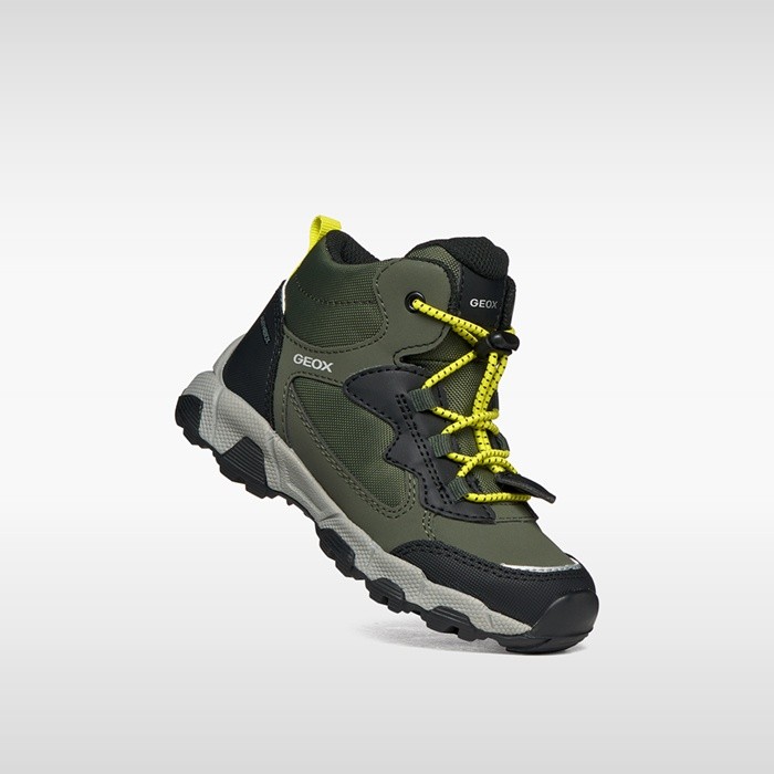 Wasserfeste Sneakers MAGNETAR ABX JUNIOR Milit&auml;rgr&uuml;n/Limette | GEOX