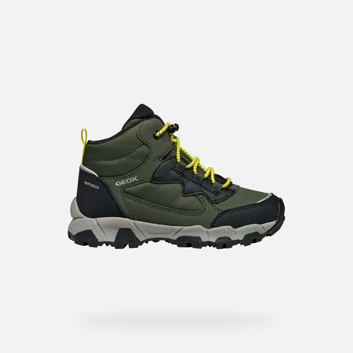 Waterproof trainers MAGNETAR ABX JUNIOR Military/Lime | GEOX