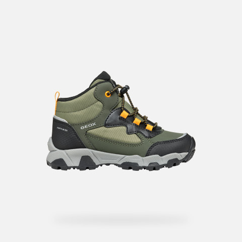 Waterproof trainers MAGNETAR ABX JUNIOR Dark green/Light orange - image number 1 | GEOX