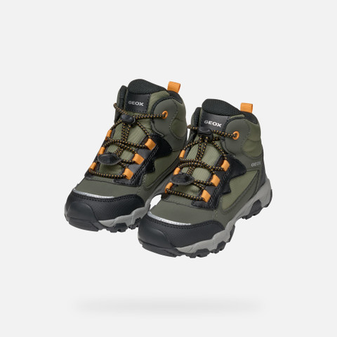 Waterproof trainers MAGNETAR ABX JUNIOR Dark green/Light orange - image number 7 | GEOX