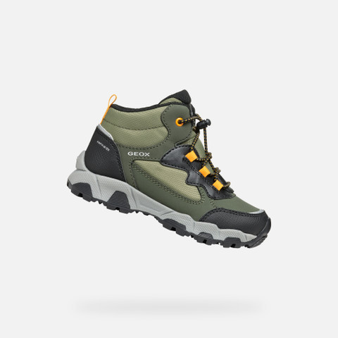 Waterproof trainers MAGNETAR ABX JUNIOR Dark green/Light orange - image number 0 | GEOX