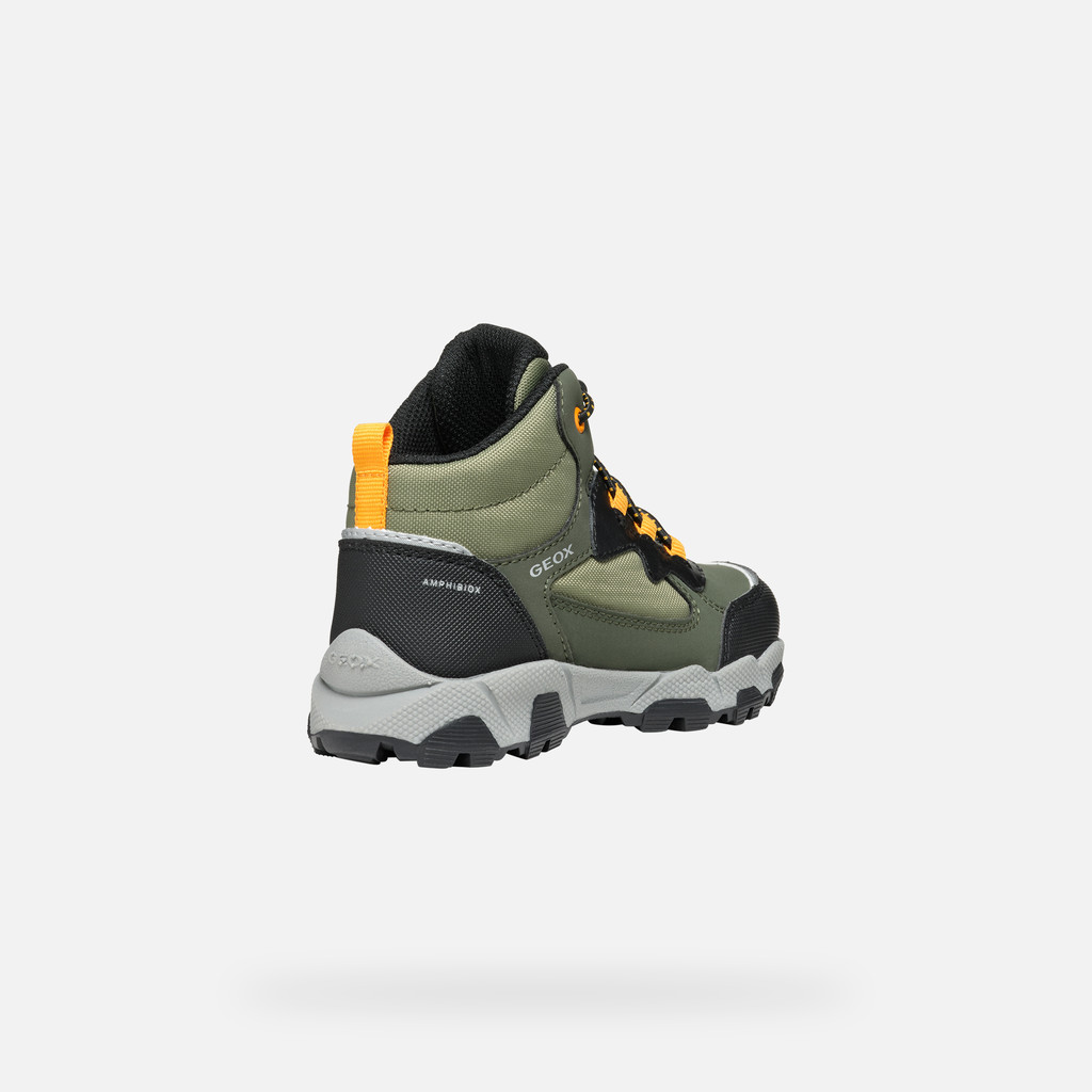 Waterproof trainers MAGNETAR ABX JUNIOR Dark green/Light orange - image number 4 | GEOX
