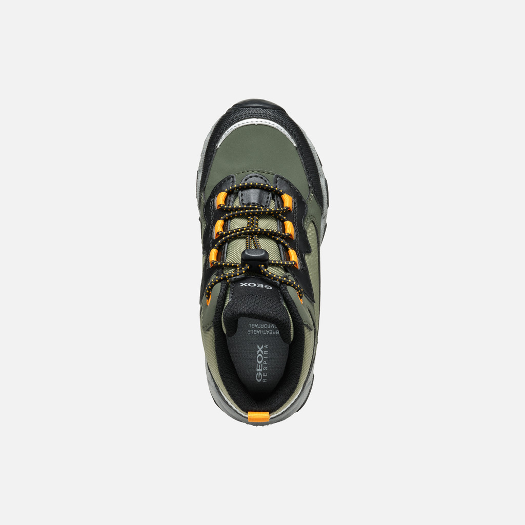 Waterproof trainers MAGNETAR ABX JUNIOR Dark green/Light orange - image number 5 | GEOX