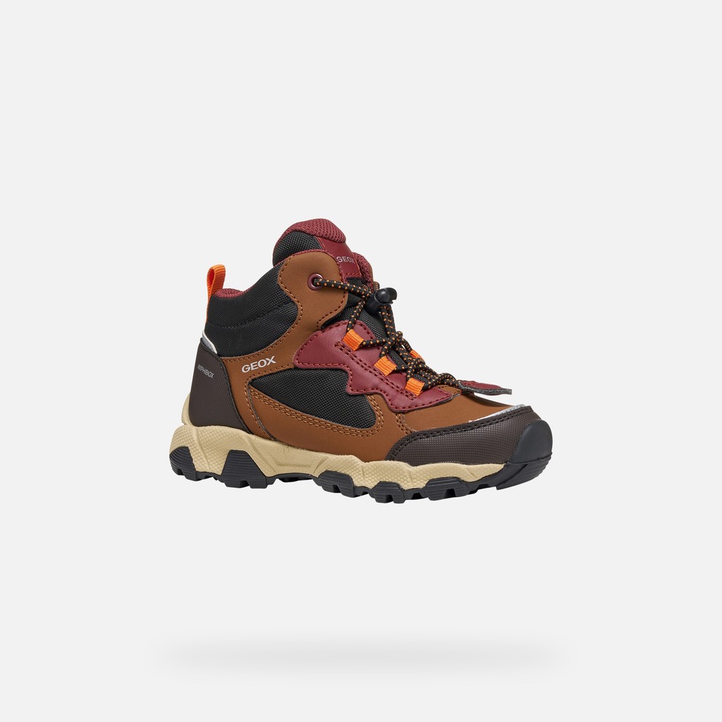 Waterproof trainers MAGNETAR ABX JUNIOR Brown/Bordeaux - image number 2 | GEOX