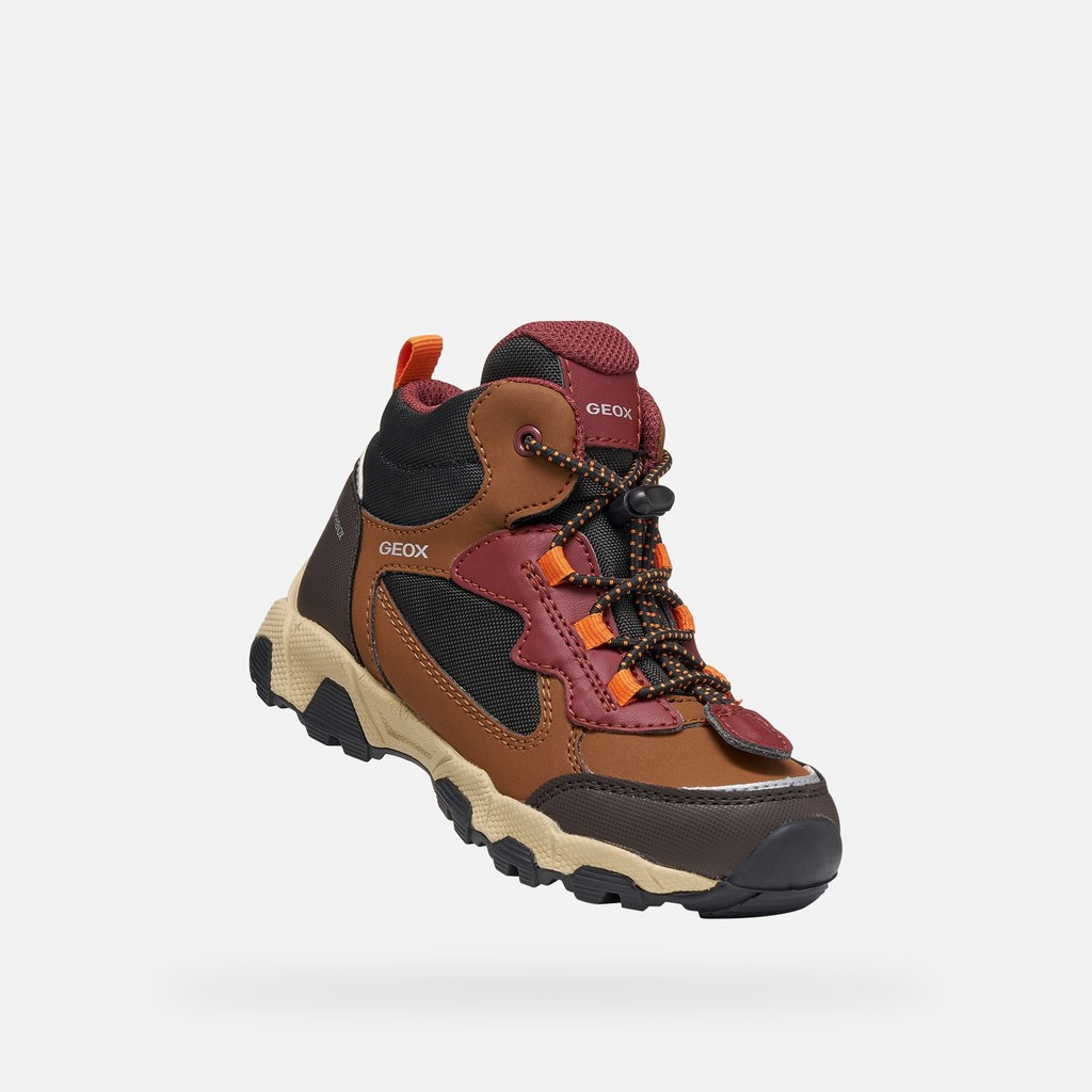 Waterproof trainers MAGNETAR ABX JUNIOR Brown/Bordeaux - image number 4 | GEOX