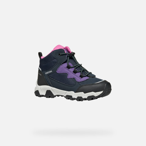 Waterproof trainers MAGNETAR ABX JUNIOR Navy/Violet - image number 2 | GEOX