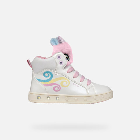 High top sneakers SKYLIN GIRL White/Multicolor - image number 7 | GEOX