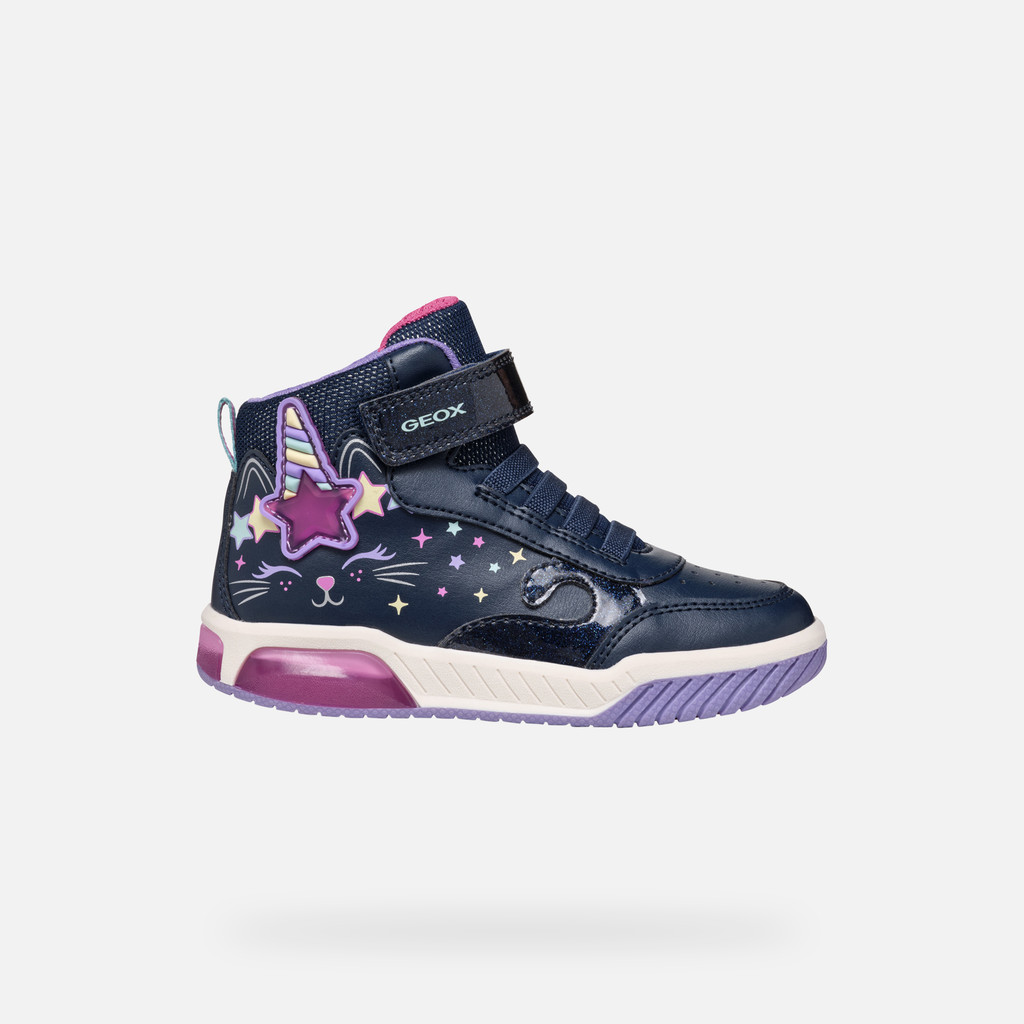 Geox INEK GIRL Navy Multicolor High Top Sneakers Geox