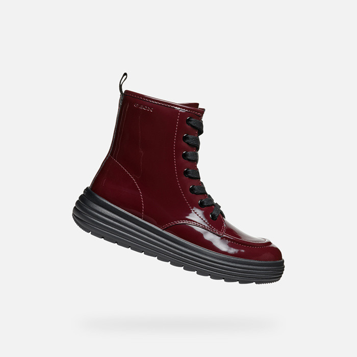 Ankle boots with laces PHAOLAE GIRL Dark Burgundy | GEOX