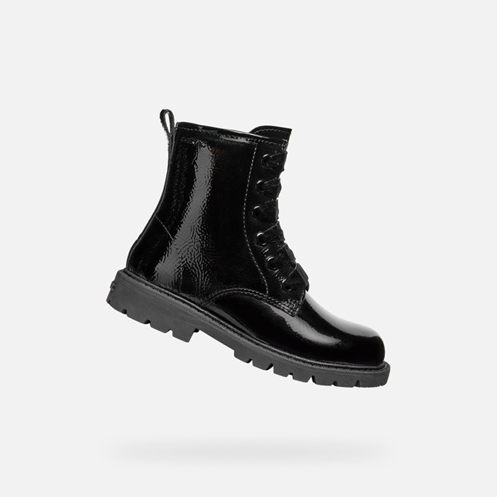 Botas tornozelo com atacadores SHAYLAX MENINA Preto | GEOX