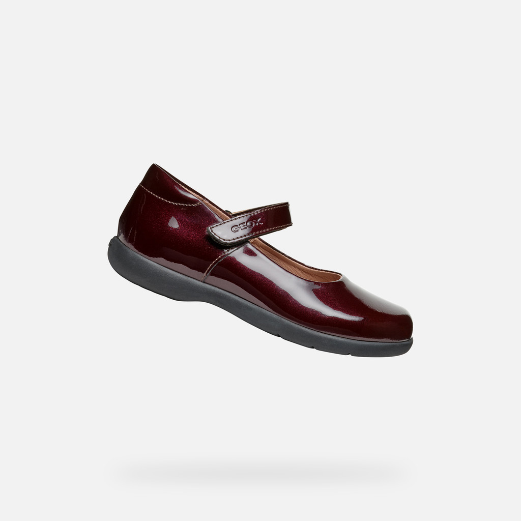 Geox® NAIMARA GIRL: Bordeaux ballet flats with straps | Geox ®