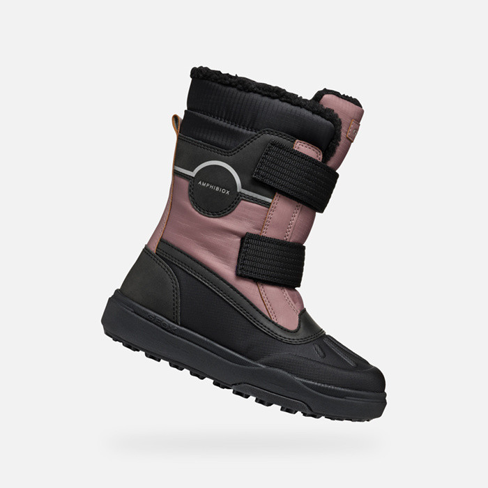 Mid calf boots BUNSHEE PG ABX JUNIOR Dark rose/Black | GEOX