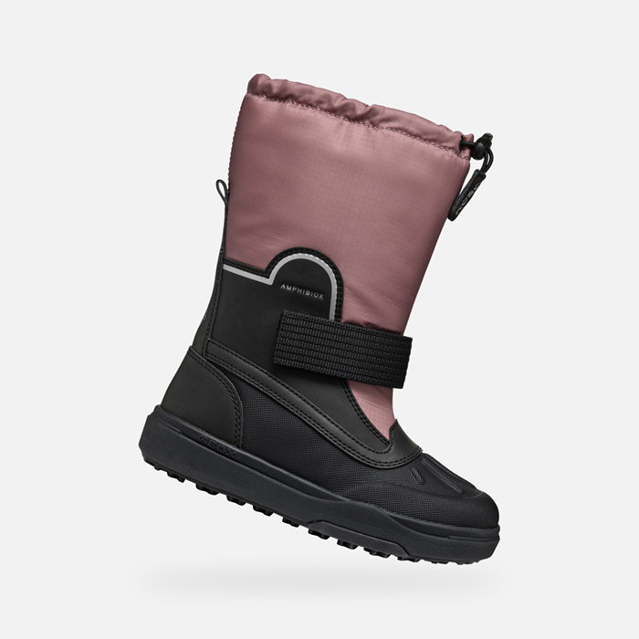 Mid calf boots BUNSHEE PG ABX JUNIOR Dark rose/Black | GEOX