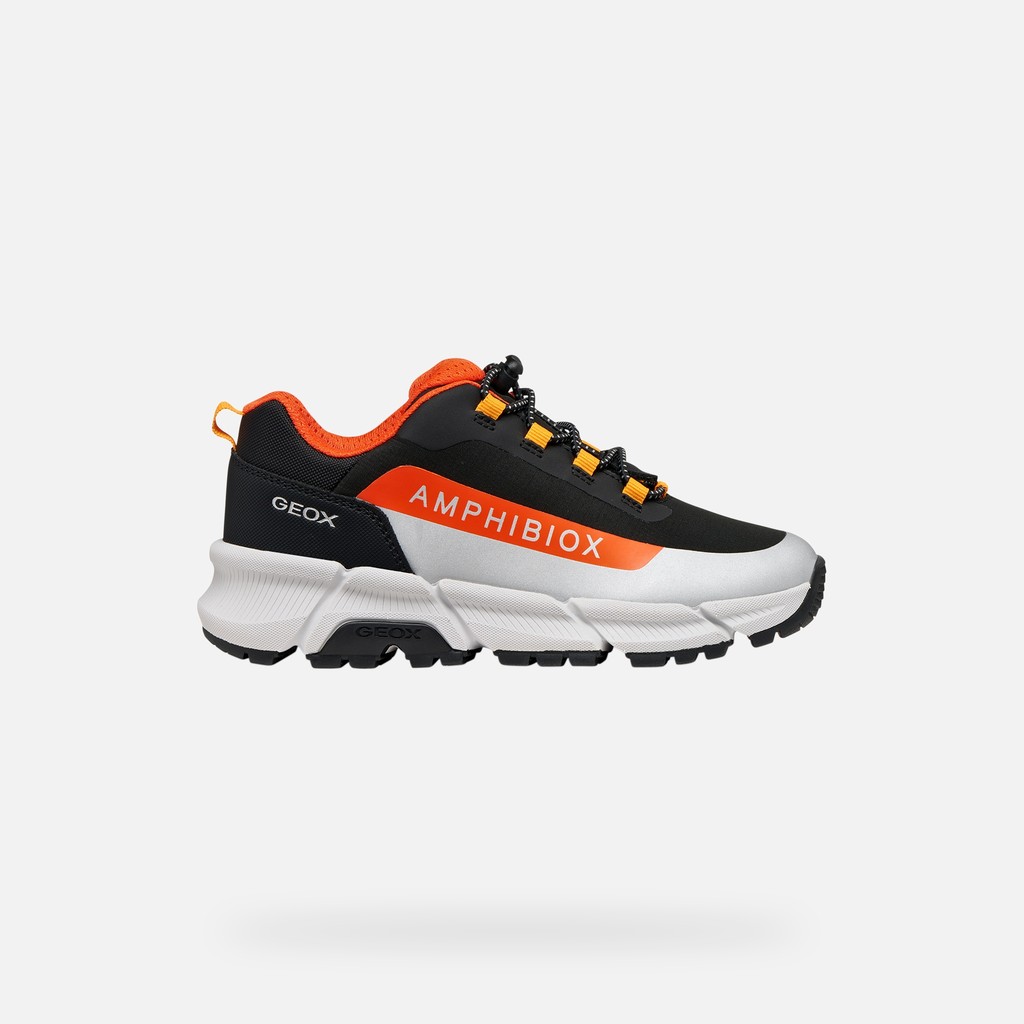 Waterproof trainers FLEXYPER PLUS ABX BOY Black/Orange - image number 1 | GEOX