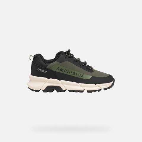 Baskets l&eacute;g&egrave;res et amorties FLEXYPER PLUS ABX GAR&Ccedil;ON Vert militaire/Noir - image number 2 | GEOX