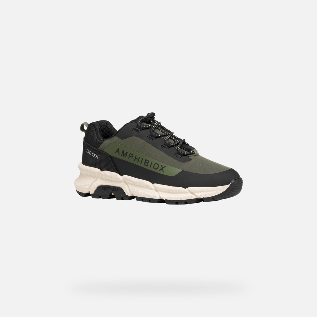 Baskets l&eacute;g&egrave;res et amorties FLEXYPER PLUS ABX GAR&Ccedil;ON Vert militaire/Noir - image number 3 | GEOX