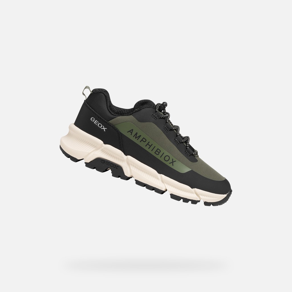 Baskets l&eacute;g&egrave;res et amorties FLEXYPER PLUS ABX GAR&Ccedil;ON Vert militaire/Noir - image number 0 | GEOX