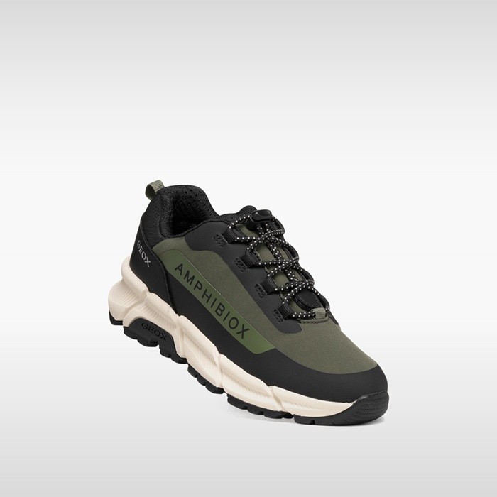 Baskets l&eacute;g&egrave;res et amorties FLEXYPER PLUS ABX GAR&Ccedil;ON Vert militaire/Noir | GEOX