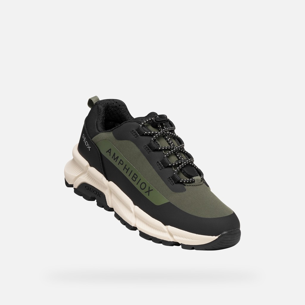 Baskets l&eacute;g&egrave;res et amorties FLEXYPER PLUS ABX GAR&Ccedil;ON Vert militaire/Noir - image number 5 | GEOX