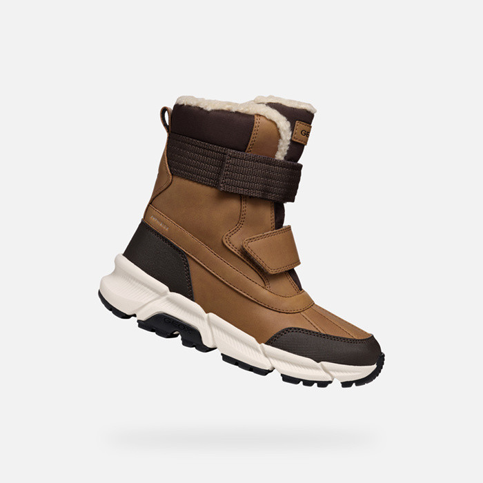 Mid calf boots FLEXYPER PLUS ABX BOY Tobacco/Coffee | GEOX