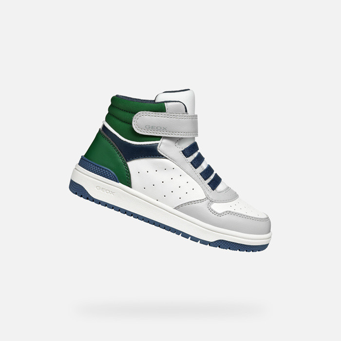 High top sneakers WASHIBA JUNIOR Light Gray/Dark Green | GEOX