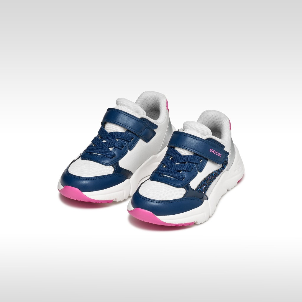 Sneakers basse LOFTUS BAMBINA Bianco/Royal blu scuro - image number 1 | GEOX