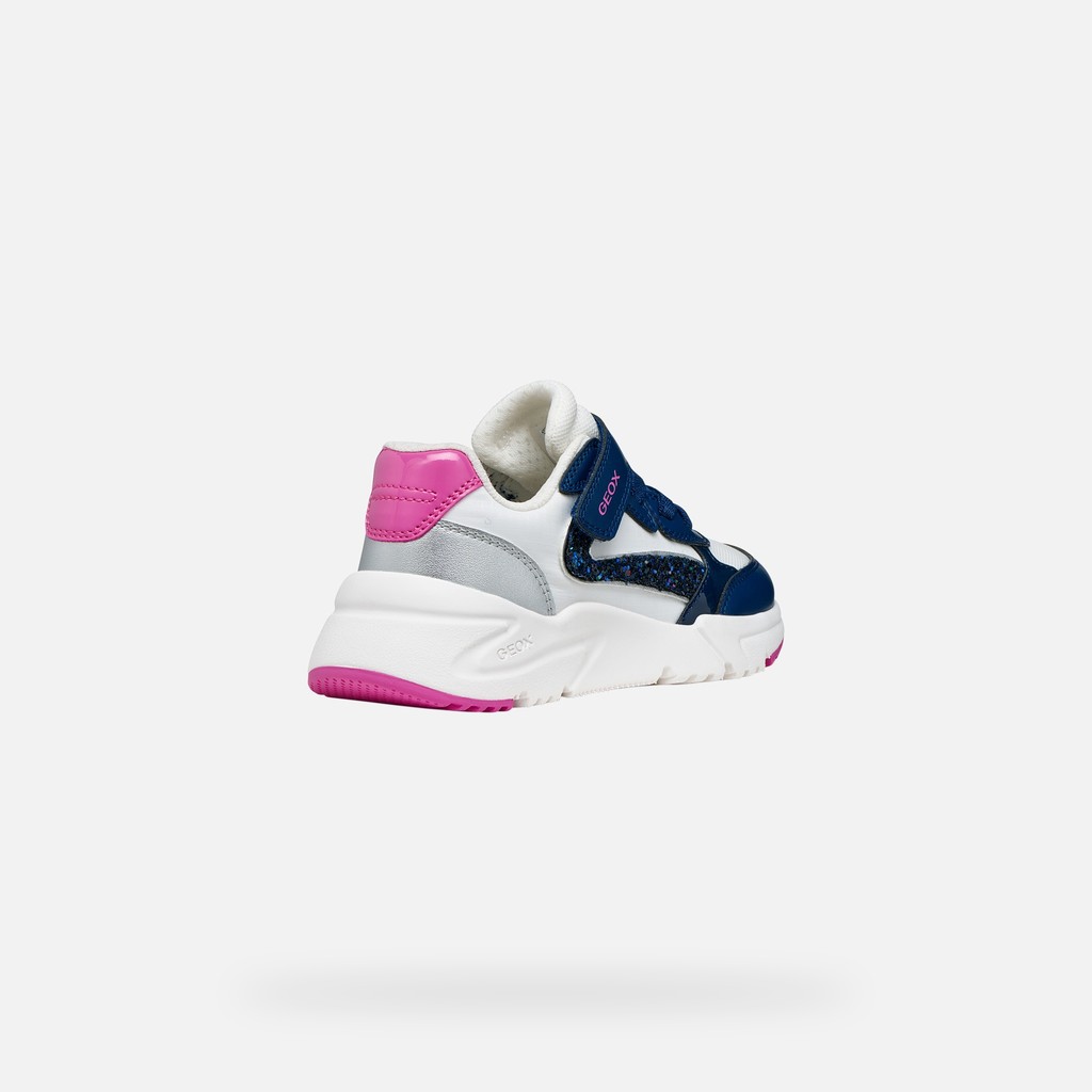 Sneakers basse LOFTUS BAMBINA Bianco/Royal blu scuro - image number 4 | GEOX