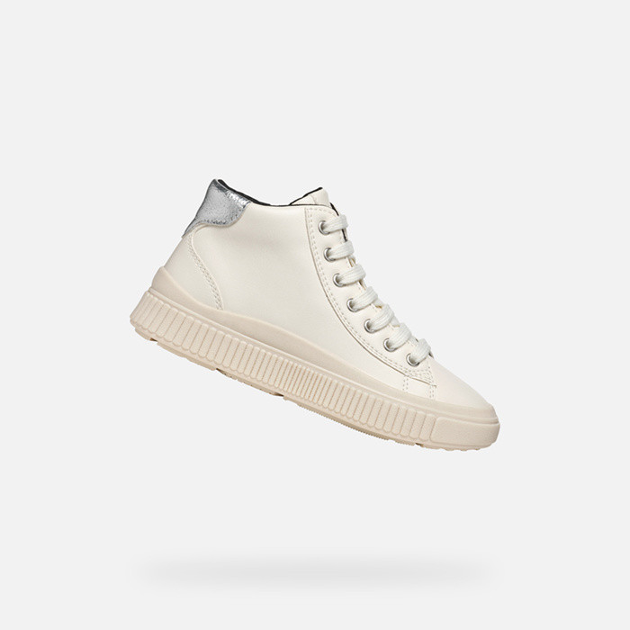 High top sneakers LAQUINNY GIRL Light ivory/Silver | GEOX