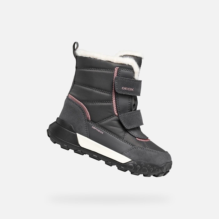Waterproof ankle boots TREKKYUP ABX GIRL Dark Grey/Dark Pink | GEOX