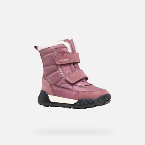 Waterproof ankle boots TREKKYUP ABX GIRL Dark Rose/Platinum - image number 2 | GEOX