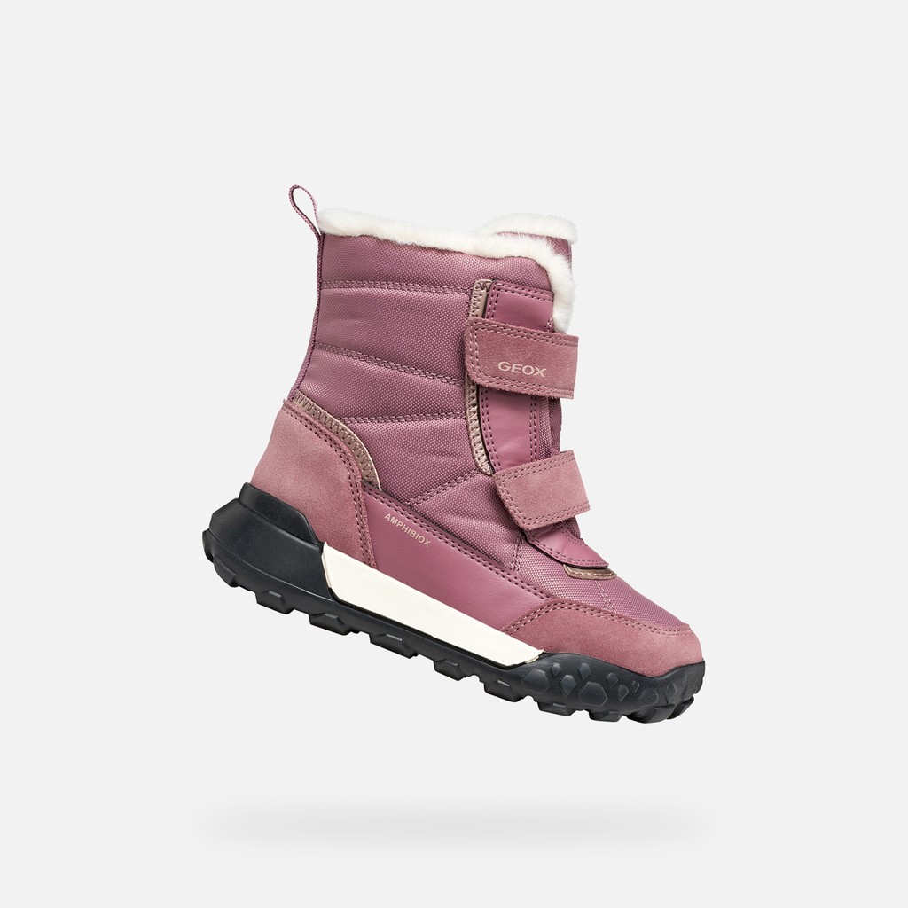 Waterproof ankle boots TREKKYUP ABX GIRL Dark Rose/Platinum - image number 0 | GEOX