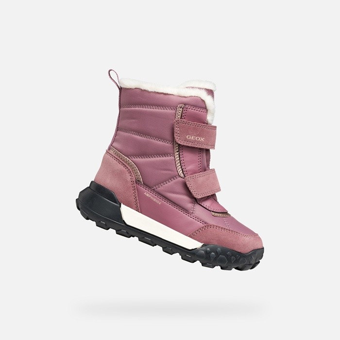 Waterproof ankle boots TREKKYUP ABX GIRL Dark Rose/Platinum | GEOX