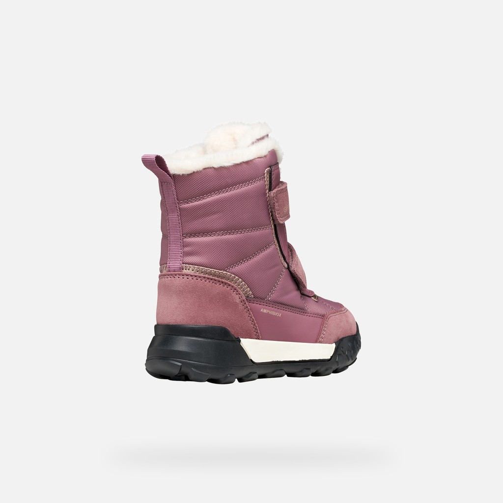 Waterproof ankle boots TREKKYUP ABX GIRL Dark Rose/Platinum - image number 4 | GEOX