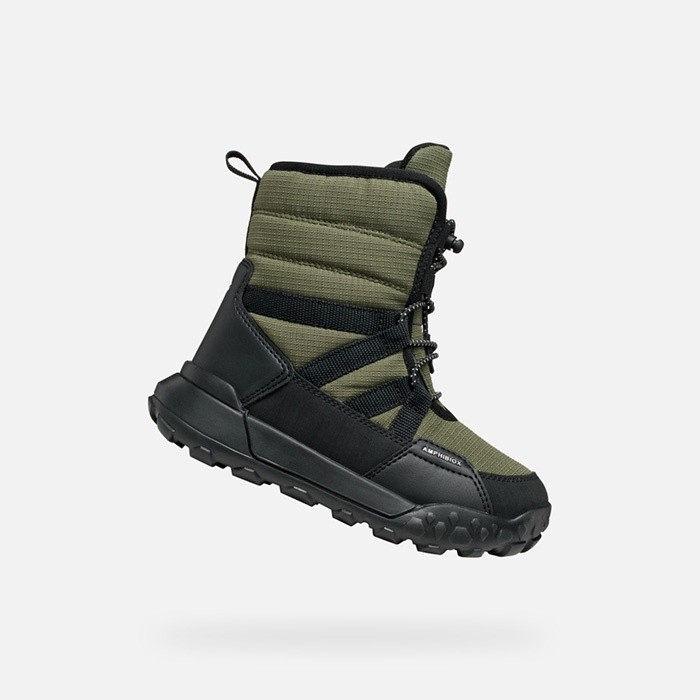 Waterproof ankle boots TREKKYUP ABX JUNIOR Dark Green/Black | GEOX