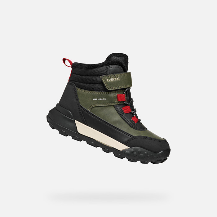 Wasserdicht wanderschuhe TREKKYUP ABX JUNIOR Dunkelgrün/Schwarz | GEOX