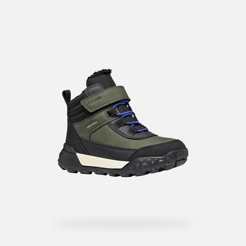 Waterproof ankle boots TREKKYUP ABX JUNIOR Dark Green/Black - image number 2 | GEOX
