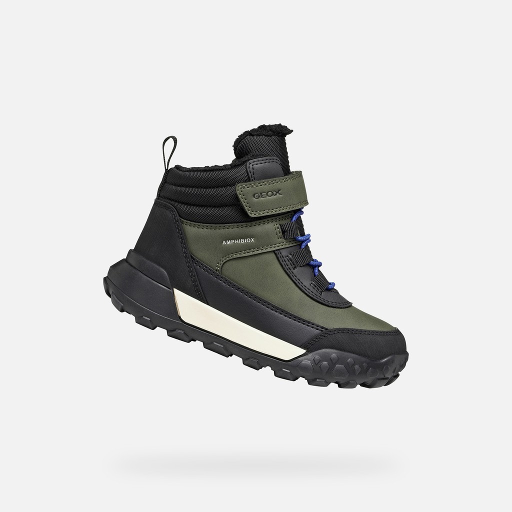 Waterproof ankle boots TREKKYUP ABX JUNIOR Dark Green/Black - image number 0 | GEOX