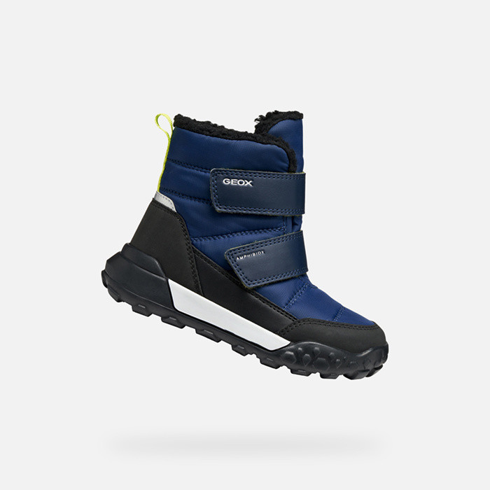 Bottes d’hiver TREKKYUP ABX JUNIOR Bleu marine/Citron vert | GEOX