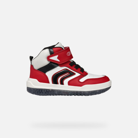 High top sneakers BUZZERLIGHT BOY Red/White - image number 1 | GEOX