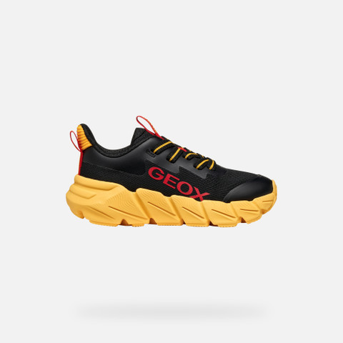 Low top sneakers FLEXYPER FAST JUNIOR Black/Yellow - image number 1 | GEOX