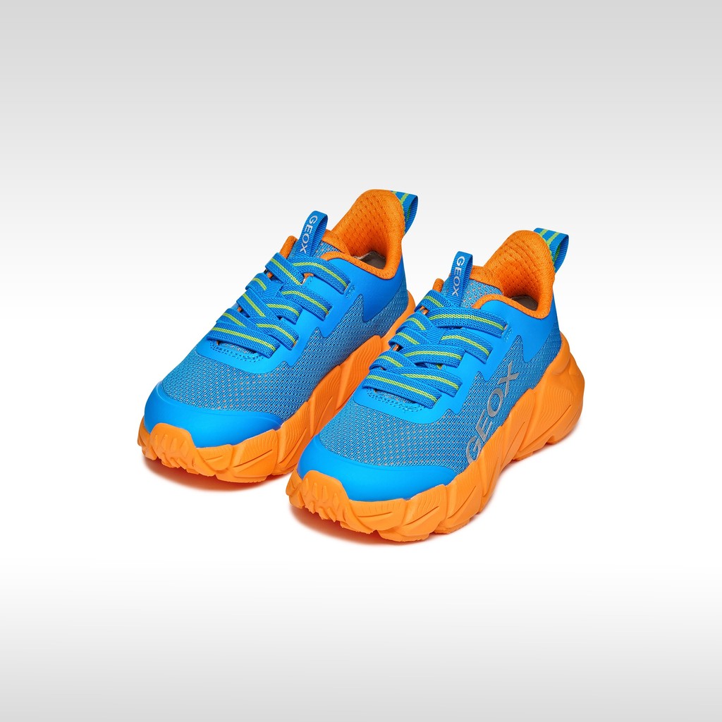Low top sneakers FLEXYPER FAST JUNIOR Light blue/Orange - image number 1 | GEOX