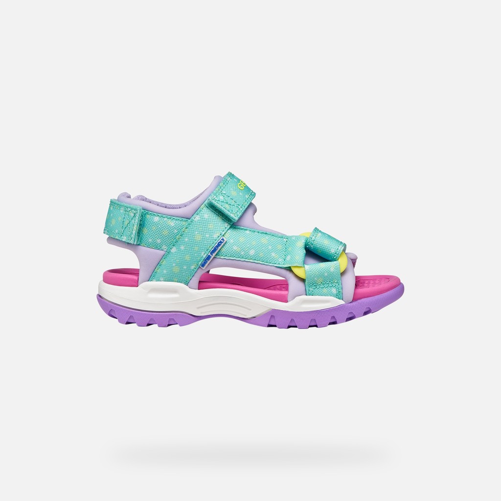 Sandals with straps BOREALIS   JUNIOR Sea Green/Lilac - image number 1 | GEOX