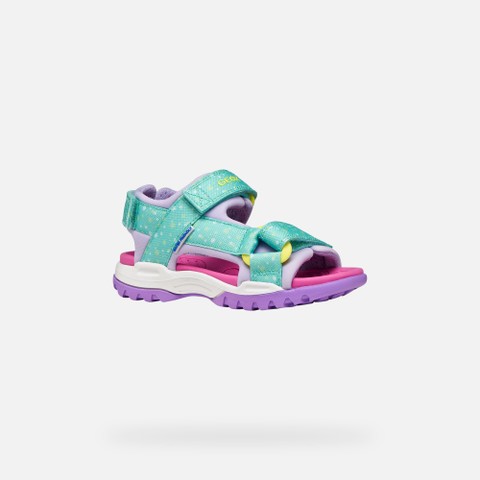 Sandals with straps BOREALIS   JUNIOR Sea Green/Lilac - image number 2 | GEOX